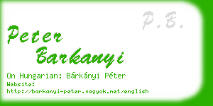 peter barkanyi business card