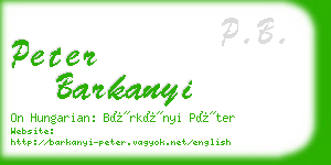 peter barkanyi business card